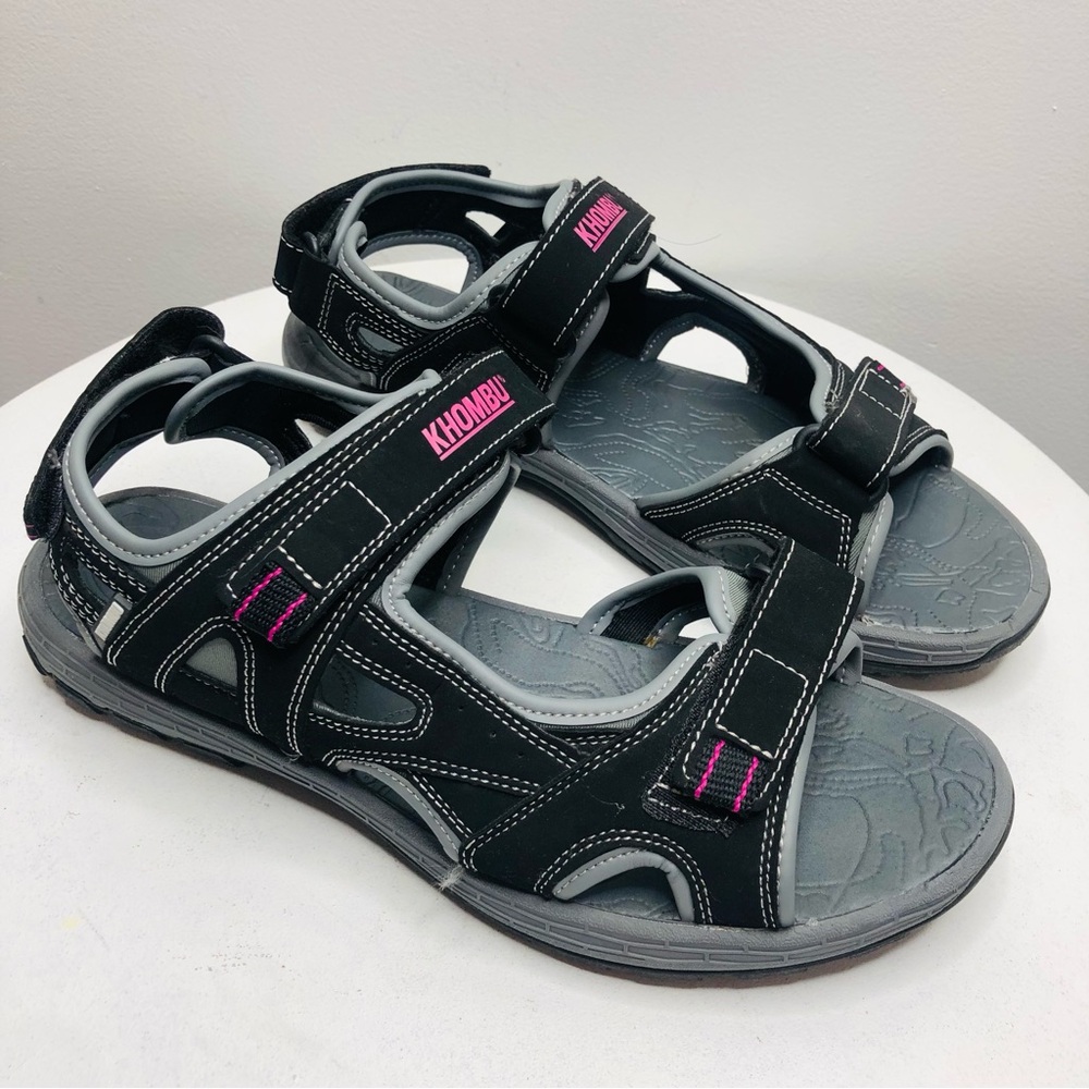 Khombu Marcy Black and Gray Sandals with Pink Accents SZ 11. RR1 - Picture 3 of 7